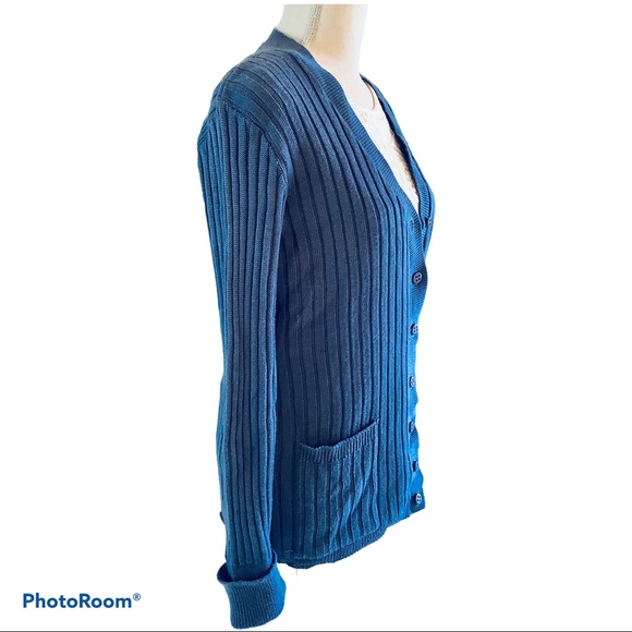Rosanna Blue Button Down Cardigan. - Picture 5 of 5